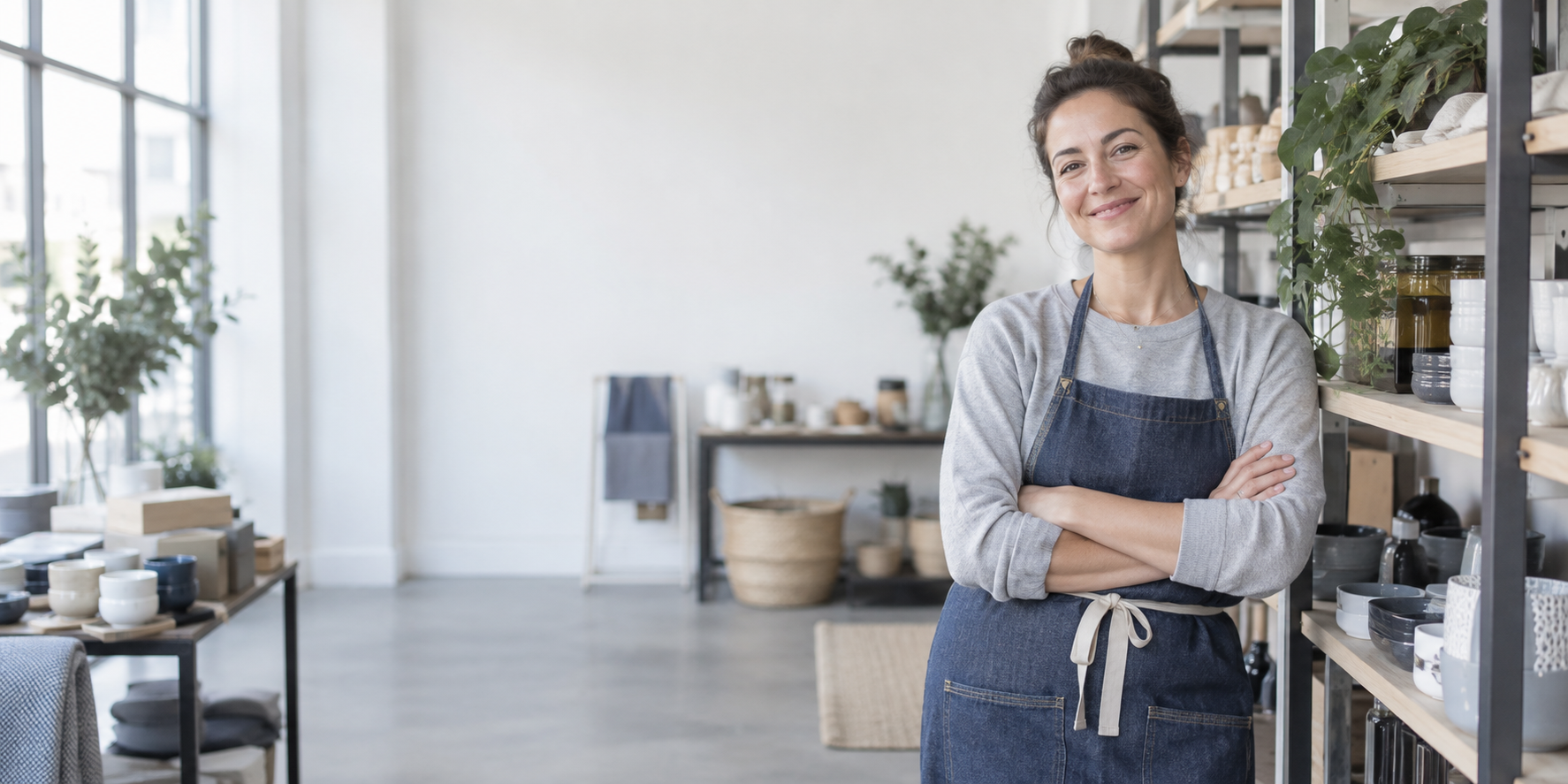 Independent store owner in her shop